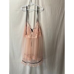 Victoria's Secret Mesh Lace Black & Pink Barbie Lingerie Cami Medium